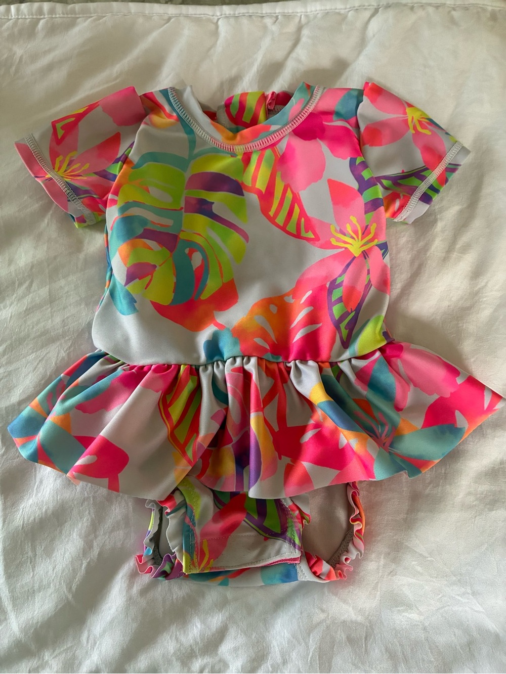 Sol Borne Bright Tropical Ruffle Baby Swimsuit